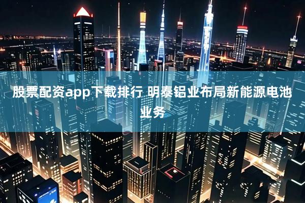 股票配资app下载排行 明泰铝业布局新能源电池业务