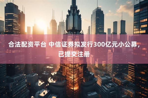 合法配资平台 中信证券拟发行300亿元小公募，已提交注册